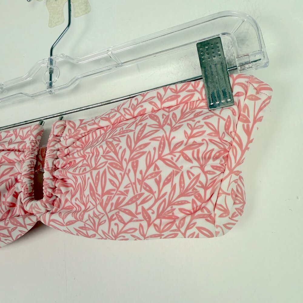 NWOT Onia Genevieve Bikini Top Rosette White Micro Leaves Pink Size Small S NEW - Picture 4 of 11
